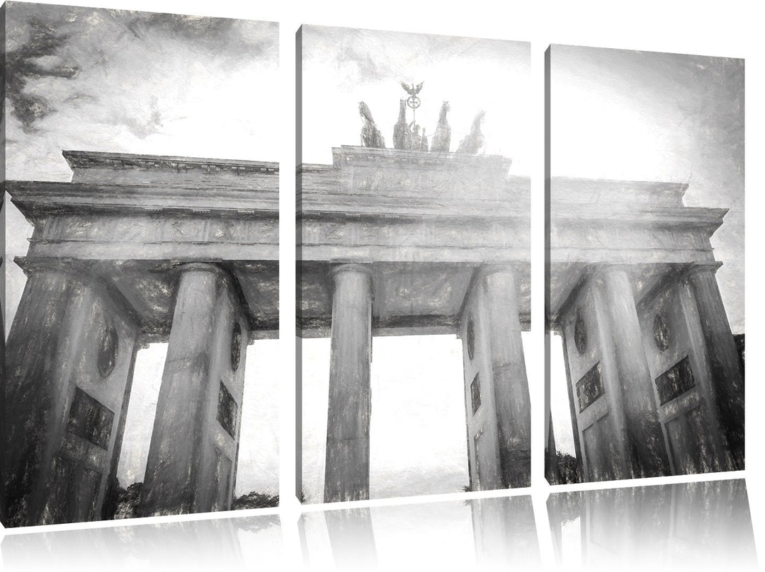 Pixxprint Brandenburger Tor in Berlin als Leinwandbild/Grösse: 3 Teilig (120x80) cm/Wandbild/Kunstdr