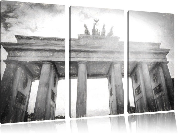 Pixxprint Brandenburger Tor in Berlin als Leinwandbild/Grösse: 3 Teilig (120x80) cm/Wandbild/Kunstdr