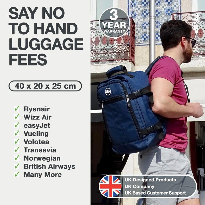 Cabin Max Handgepäck Rucksack 40x20x25 für Ryanair Reiserucksack für Flugzeug Unter Sitzplatz - Trav
