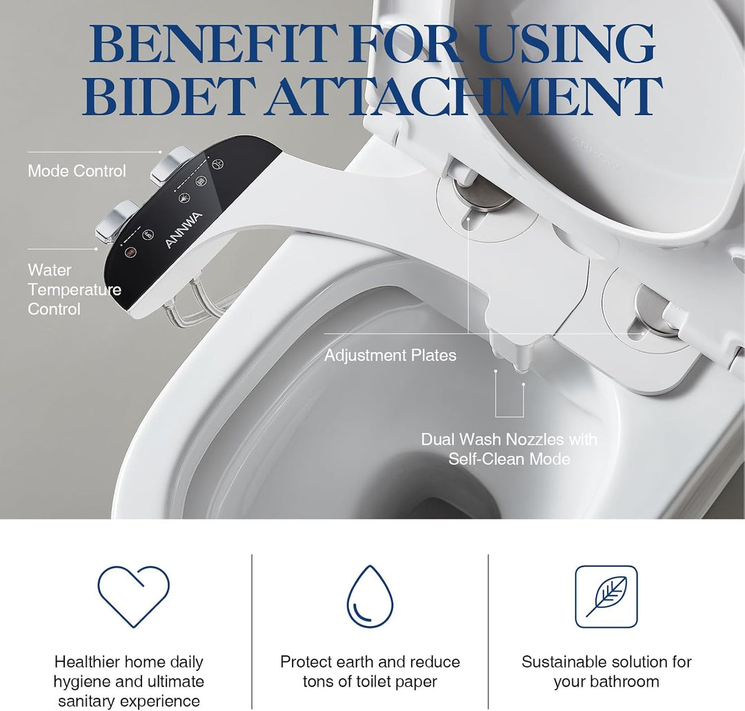 Bidet Aufsatz für Toilette, Cold/Heiss Water Bidet Dusch-WC,mit Einziehbare selbstreinigende Doppeld