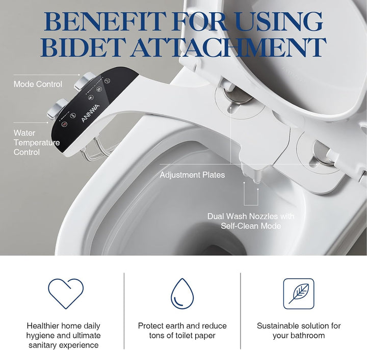 Bidet Aufsatz für Toilette, Cold/Heiss Water Bidet Dusch-WC,mit Einziehbare selbstreinigende Doppeld