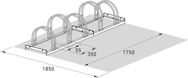 Bogenparker 5055 | Fahrradständer für 5 Fahrräder | einseitig | Freiaufstellung | Abwechselnde Hoch-