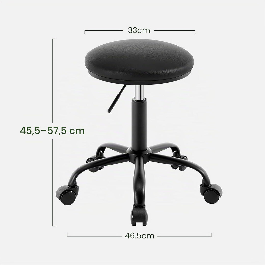 EUGAD Rollhocker höhenverstellbar, Drehhocker mit Rollen, runder Hocker 360° drehbar, Bürohocker für
