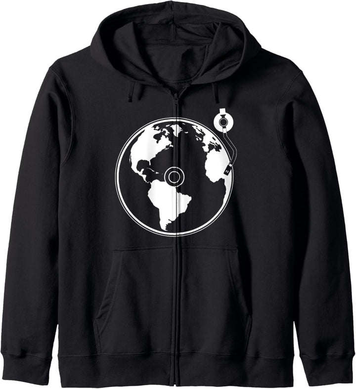 Erde Welt Schallplatte Vinyl Plattenspieler Geschenk Kapuzenjacke