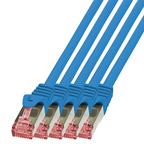 BIGtec LAN Kabel 5 Stück 10m Netzwerkkabel Ethernet Internet Patchkabel CAT.6 blau Gigabit SFTP dopp