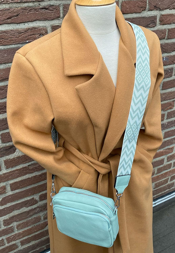 stylx Crossbody Bag Damen Leder Breiter Gurt Handtasche Umhängetasche Moderne Taschen mit breitem Sc