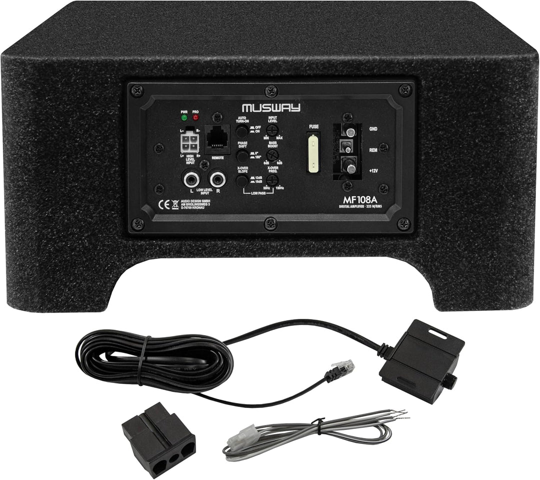 Musway MF108A - AKTIVES SUBWOOFER-System IN FLACH-BAUWEISE (DOWNFIRE) MIT 20 cm (8“) SUBWOOFER