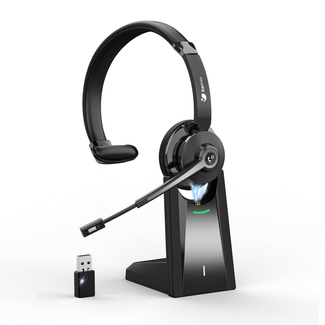 Earbay Headset mit Mikrofon Bluetooth, Kabelloses Headset mit Rauschunterdrückung, inklusive USB-Don