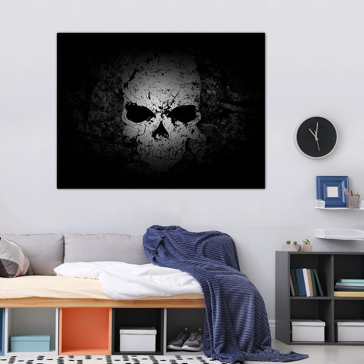 wandmotiv24 Totenkopf Wandbild aus Acrylglas, Grösse 80x60cm, Querformat, Schädel im Grunge Style, S