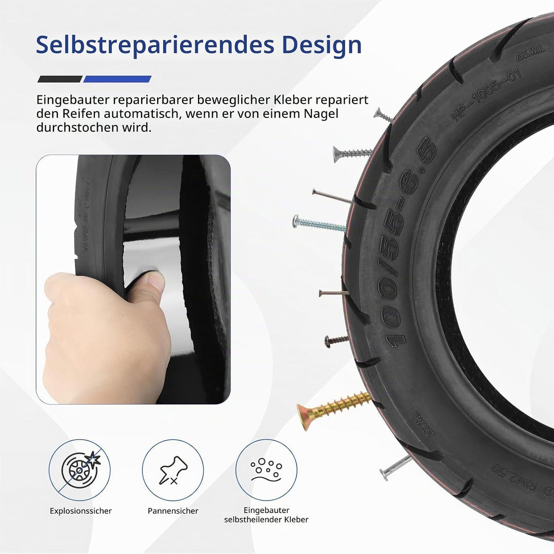 ulip 100/55-6.5 Vakuum-Reifen 11 Zoll mit integriertem Live-Kleber, reparierbar für Dualtron Ultra 2