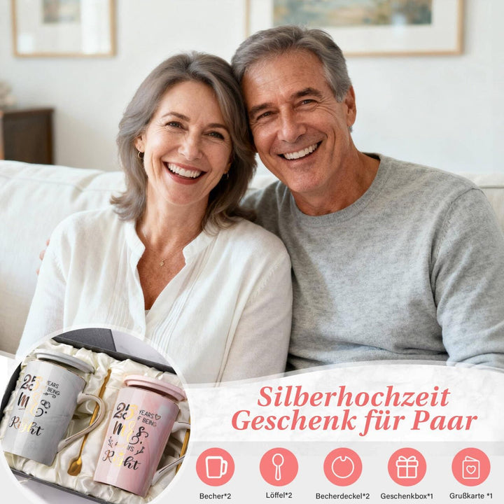 Silberhochzeit Geschenk, Geschenke zur Silberhochzeit, 25 Hochzeitstag Geschenke für Frauen Männer P