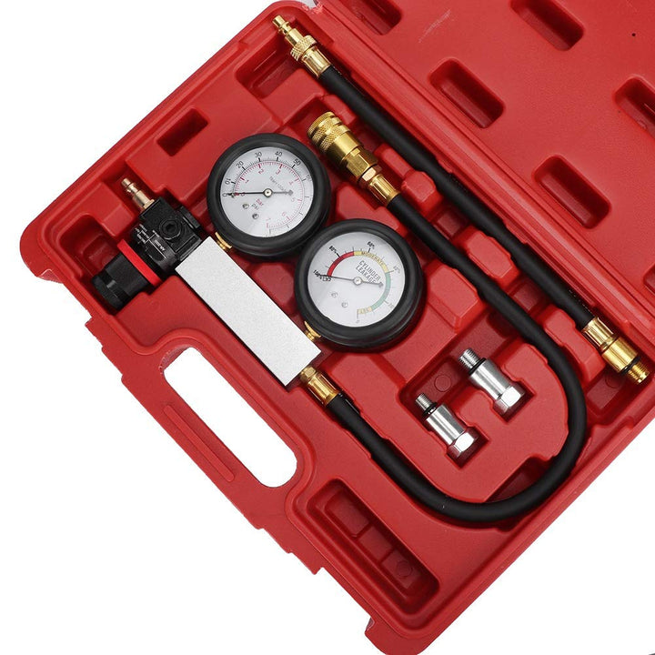 Suuonee Cylinder Leak Tester, Cylinder Leak Tester Doppelmanometer Kompressionsleckdetektor Kit 0-7b