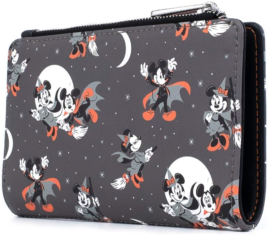 Loungefly Disney Mickey und Minnie Mouse All Over Print Halloween Flap Wallet