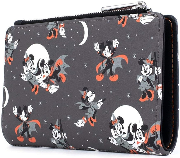 Loungefly Disney Mickey und Minnie Mouse All Over Print Halloween Flap Wallet