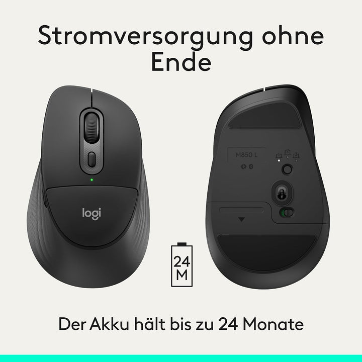 Logitech Signature Comfort Plus M850 L kabellose Maus, Bluetooth-Maus mit Handballenkissen, geräusch
