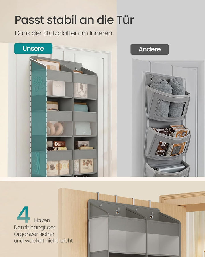 SONGMICS Tür-Organizer, 9 Fächer, Hängeregal, Hängeorganizer faltbar, Hängeaufbewahrung, 4 Metallhak