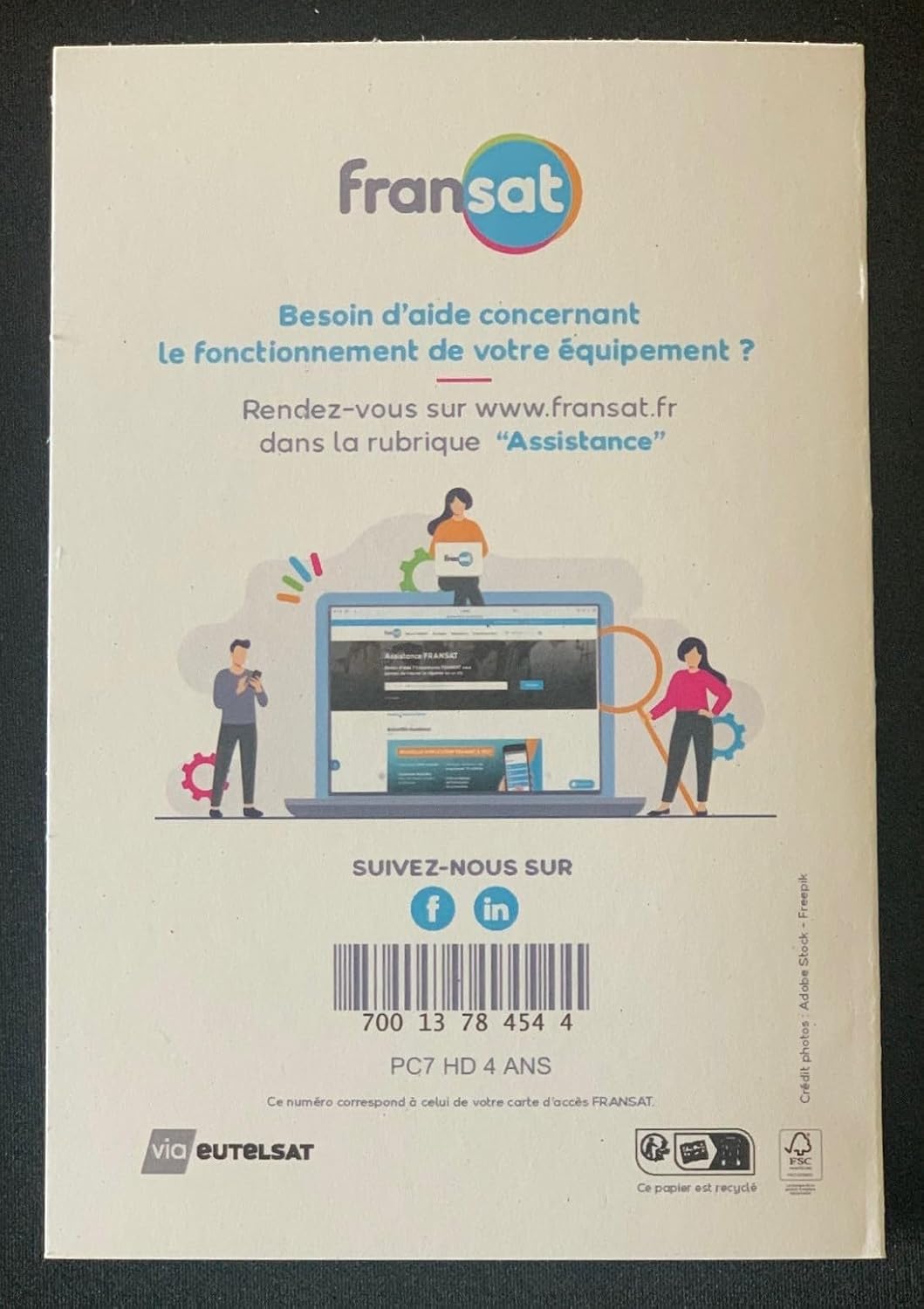 Offizielle Karte Fransat, Satellite EUTELSAT 5 West B, Laufzeit 4 Jahre