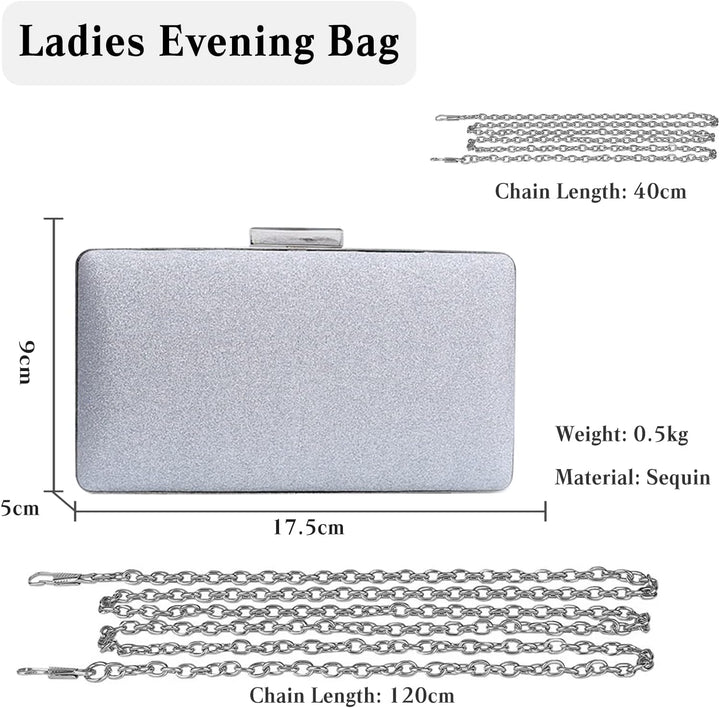 CORIOS Damen Clutch Abendtasche mit Pailletten Clutch Tasche mit Kette Glitter Handtasche Glänzend S