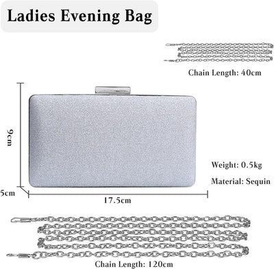 CORIOS Damen Clutch Abendtasche mit Pailletten Clutch Tasche mit Kette Glitter Handtasche Glänzend S