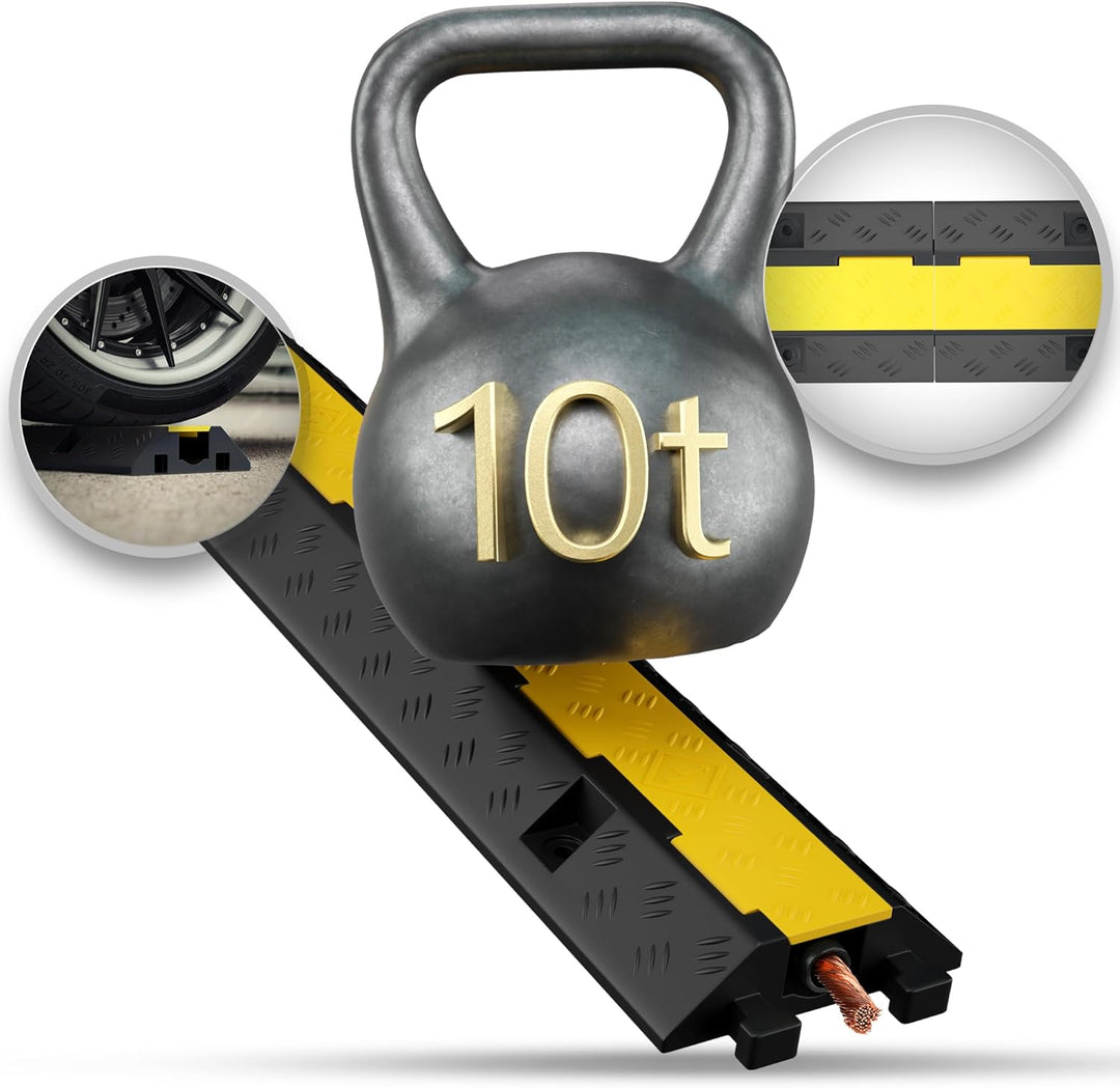 1 Kanal Kabelbrücke mit Deckel überfahrbar Stolperschutz Rampe Brücke Protektor | 10 t Tragkraft Gum