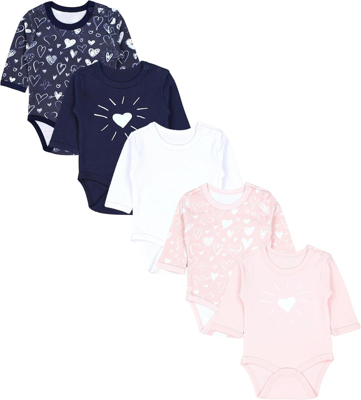 TupTam Baby Body Langarm Mädchen – 5er Pack Unifarbene Body Baby aus Baumwolle – OEKO-TEX zertifizie