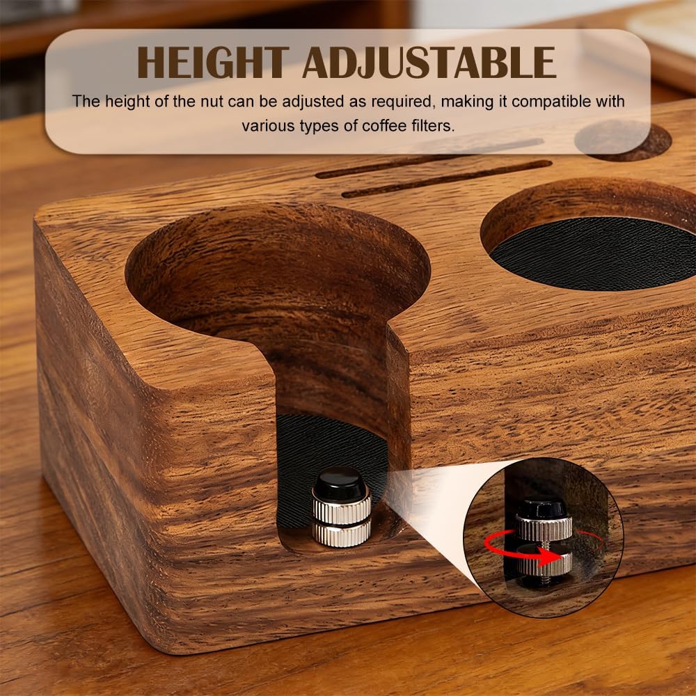 Espresso Tamperstation 58 mm Kaffee Tamper Station aus Walnussholz Barista Tamping Station Höhenvers