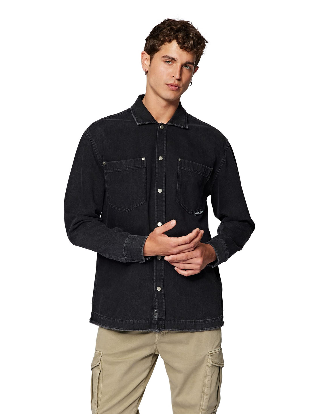 Mavi Herren Long Sleeve Shirt Hemd L Black Denim, L Black Denim
