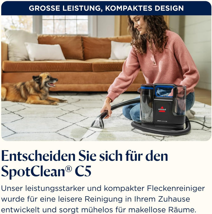 BISSELL SpotClean C5, Polsterreiniger Gerät, Teppichreiniger mit Triple Action System, Leichtgewicht