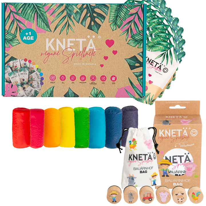 KNETÄ STARTÄR BUNDLES - Vegane Spielknete ab 1 Jahr I Made in Germany I Knetset I Knetzubehör (XS (B