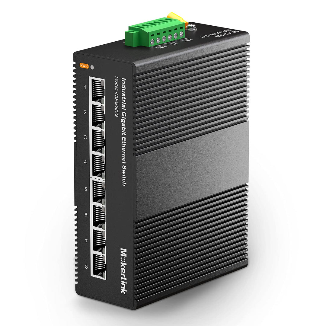 MokerLink 8 Port Gigabit Industrial DIN-Rail Ethernet Switch Hutschiene, 16Gbit/s Schaltkapazität, I