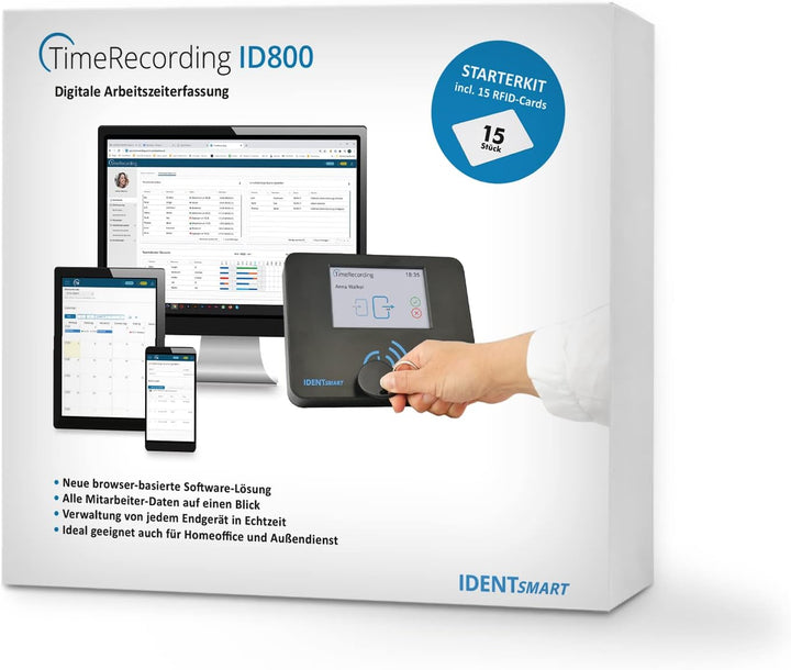 Komplettsystem zur effektiven Zeiterfassung für 15 Mitarbeiter, jederzeit unbegrenzt erweiterbar | I