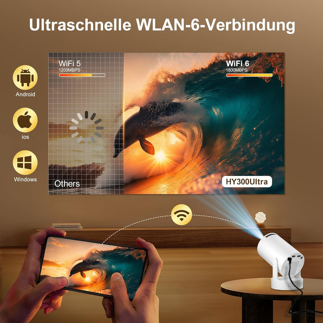 Salange Portable Beamer 2026, Klein Handy Beamer unterstützt 8K 1080P mit WiFi 6 und Bluetooth 5.4,