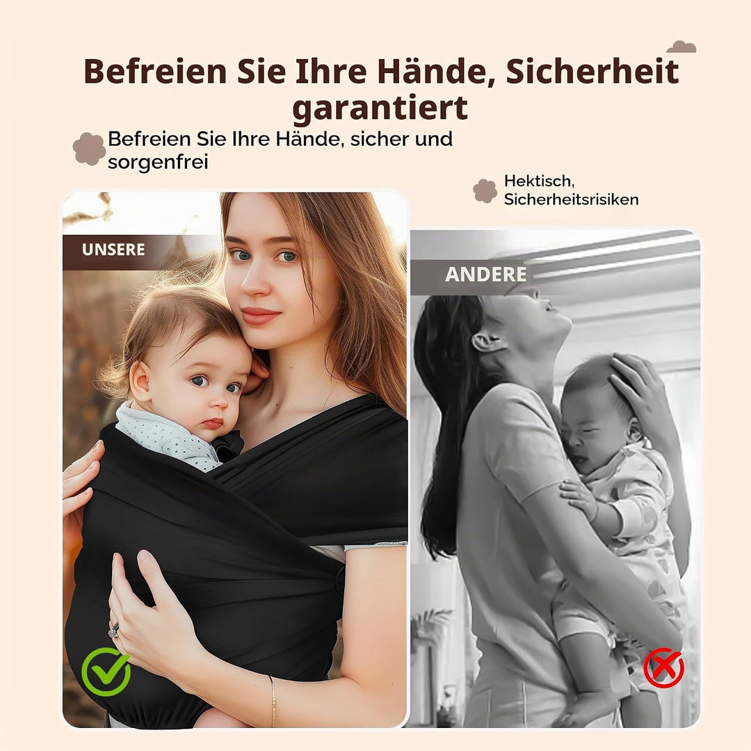 Tragetuch Baby Neugeboren, Baby Tragetuch Neugeborene aus Weicher Baumwolle, Belastbar Bis 15 kg, Sc