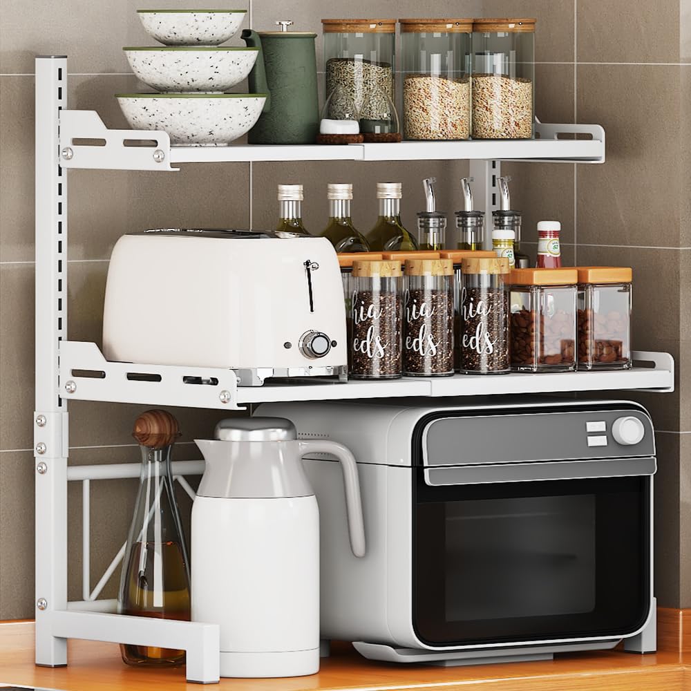 Mikrowellen-Regal, erweiterbar, Mikrowellen-Regal, Ständer, Küchentheke, Regal, Wandmontage, Desktop