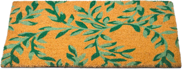 Fussmatte Kokos - Grüne Blätter - 40x70 cm - Fussmatte Aussen und Innen - Fussmatten Haustür - Türma