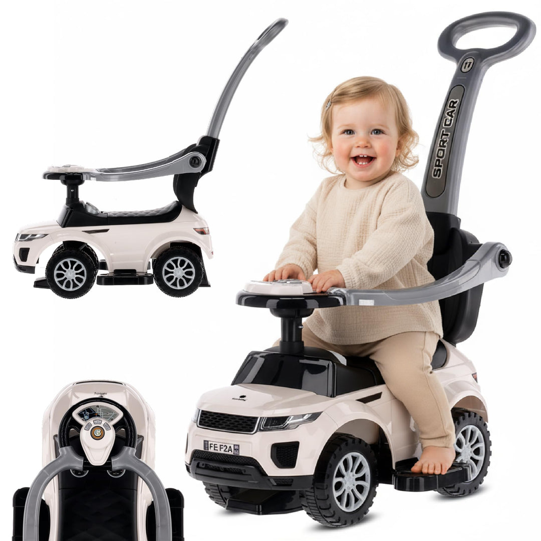 4in1 Kinderauto Rutschauto ab 2 Jahre und Schiebeauto mit Hupe und Musik, Rutschauto mit Stauraum un