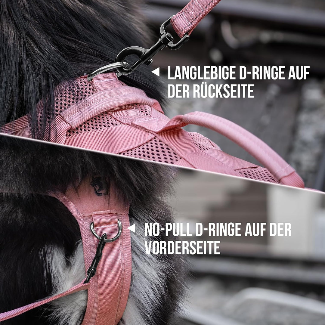 OneTigris Anti Zug Hundegeschirr Grosse Hunde, AIRE MESH Taktisches Geschirr mit 2 Griff & 3 D-Ringe