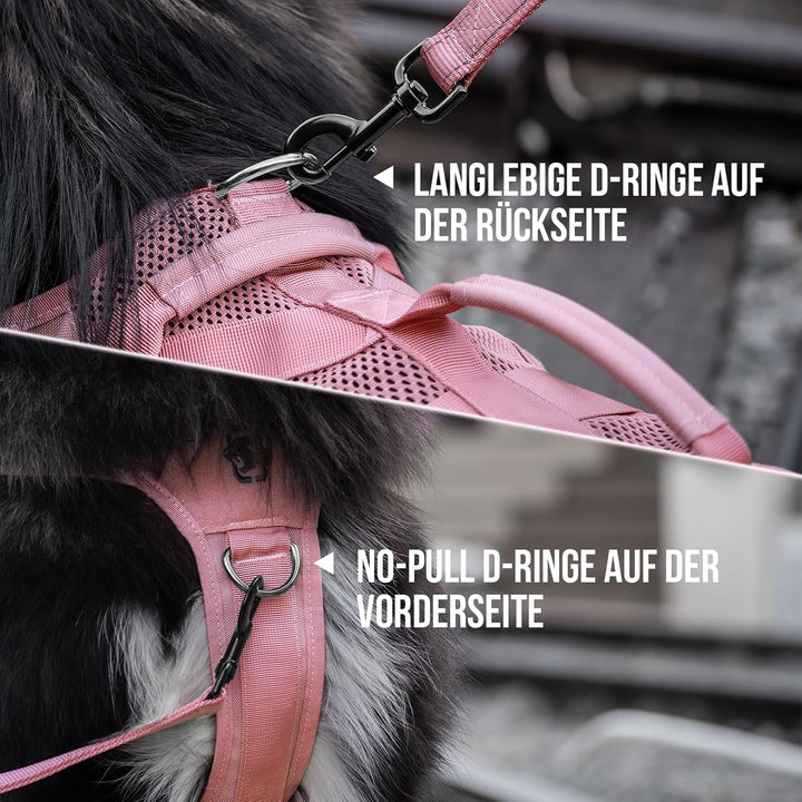 OneTigris Anti Zug Hundegeschirr Grosse Hunde, AIRE MESH Taktisches Geschirr mit 2 Griff & 3 D-Ringe
