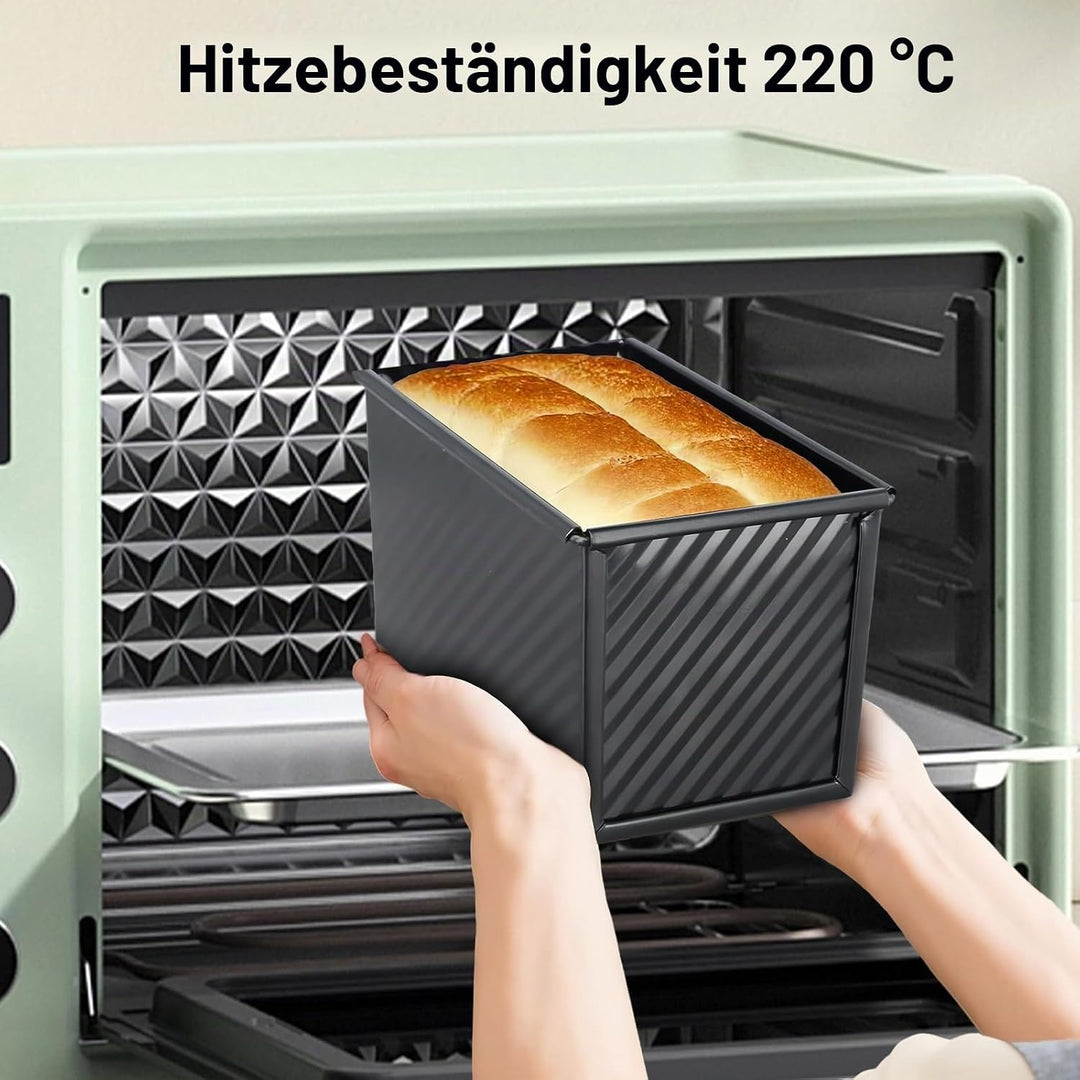 Toastbrot Backform mit Deckel, 2 Stück Brotbackformen (Schwarz/Roségold), Toastbrotform, mit 3 Belüf