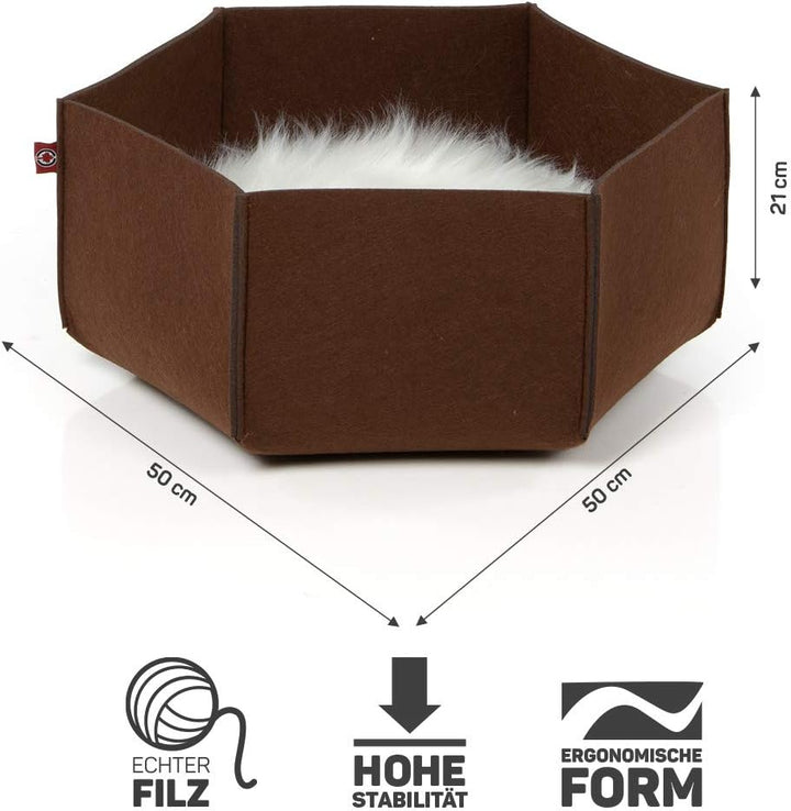 CanadianCat Company | Filzlounge AVA | M Brown | Katzenbett aus Filz, Katzennest, Filzbett, Katzenko