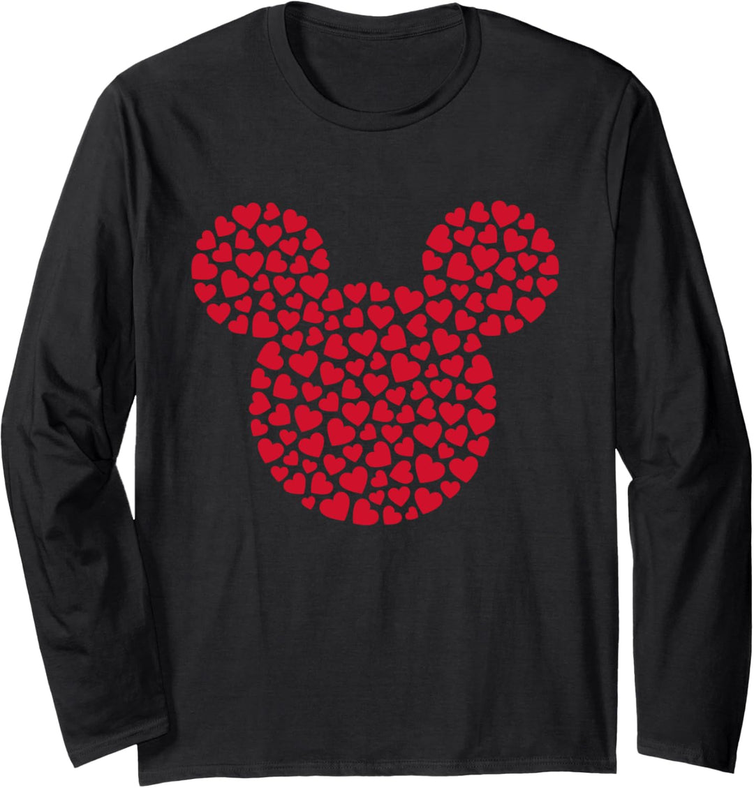 Disney Mickey Mouse Icon Filled with Red Hearts Langarmshirt
