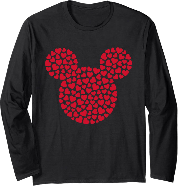 Disney Mickey Mouse Icon Filled with Red Hearts Langarmshirt