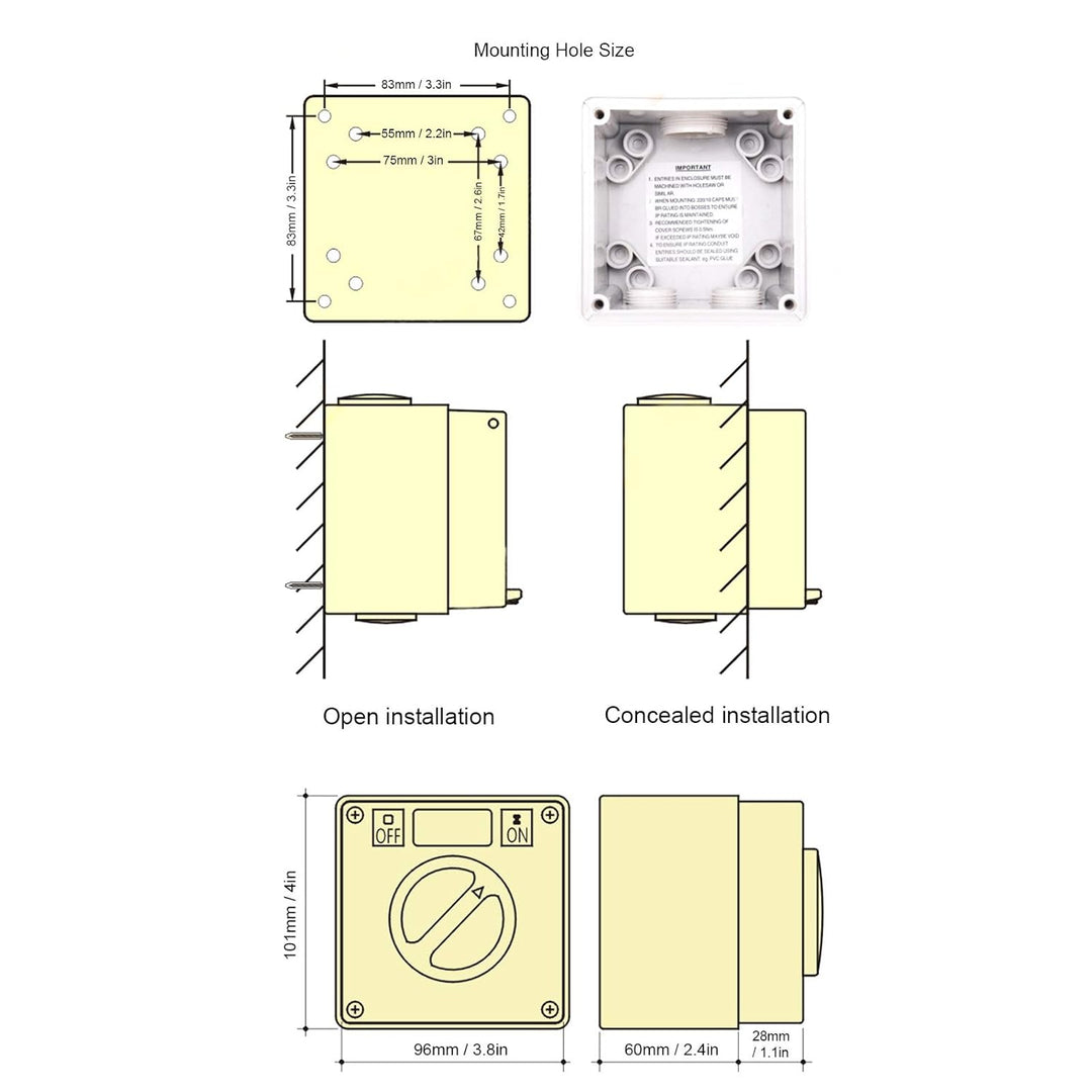 IP66 Wasserdichter Schalter 250V 2 Positionen Drehwahlschalter Staubdichter Ein Aus Schalter für den