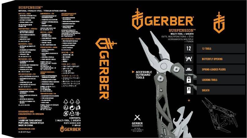 Gerber Multifunktionswerkzeug mit Nylon-Scheide und 12 Funktionen, Suspension Multi-tool, 31-003620