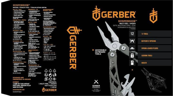 Gerber Multifunktionswerkzeug mit Nylon-Scheide und 12 Funktionen, Suspension Multi-tool, 31-003620
