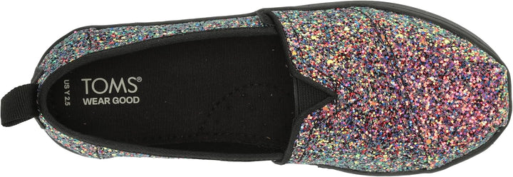 TOMS Mädchen Classic Alpargata Flacher Slipper 38 EU Schwarzer Grober Glitzer, 38 EU Schwarzer Grobe