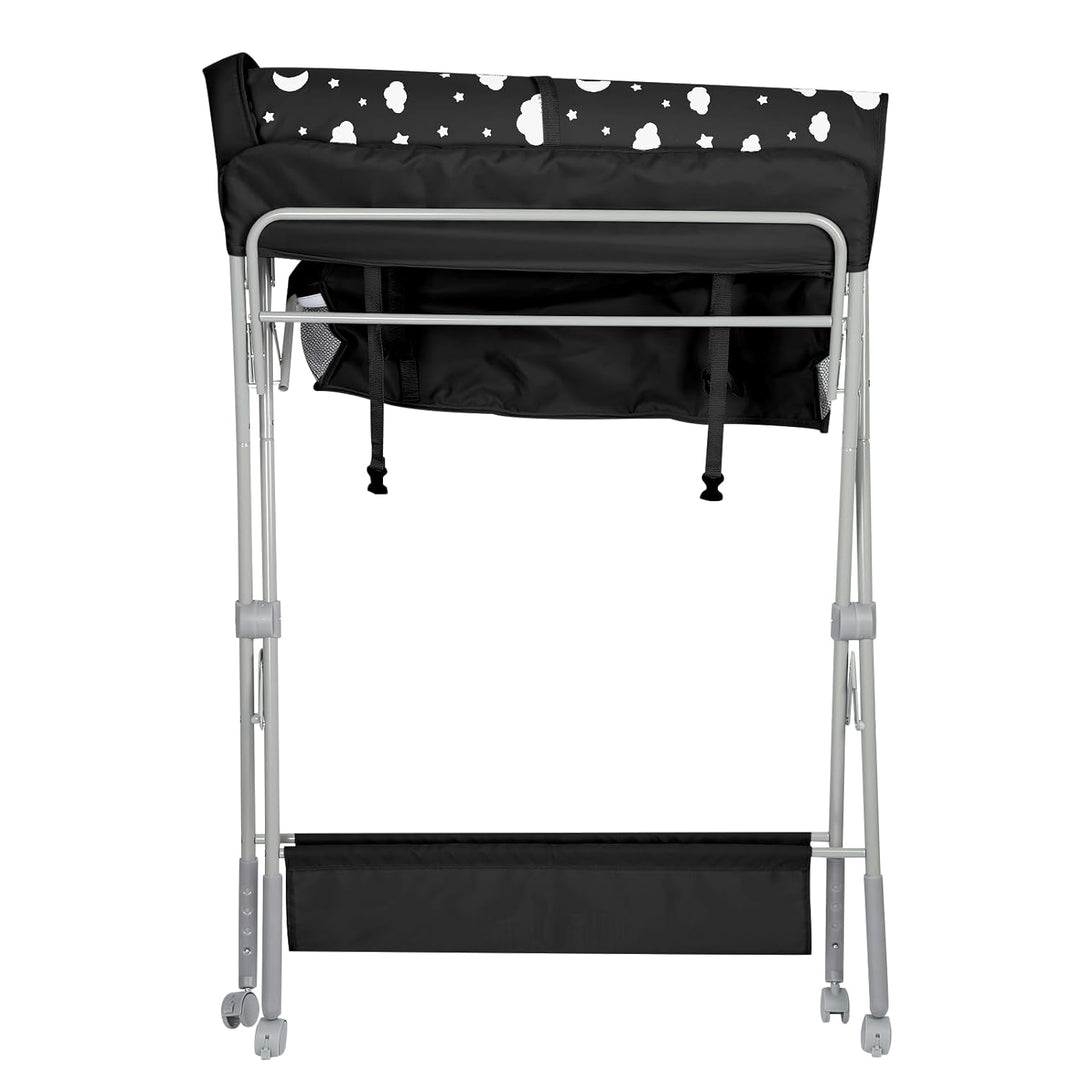 Baby Klappbarer Wickeltisch，Mobiler Wickeltisch mit Rollen und Wickelauflage,Wasserdicht und Höhenve