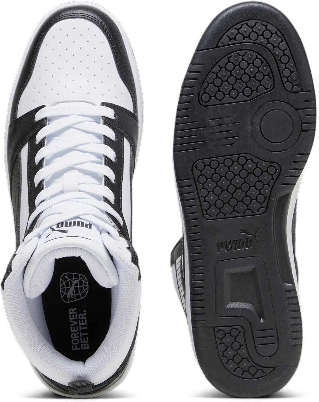 Puma Unisex Rebound V6Sneaker 42.5 EU Weiss mit Schwarz, 42.5 EU Weiss mit Schwarz