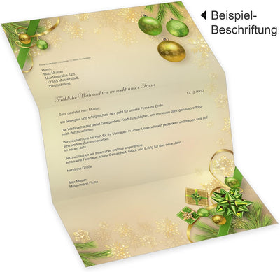 Chalet Noel 25 Sets Weihnachtsbriefpapier mit Fensterumschlag, Briefpapier Weihnachten A4 mit Umschl