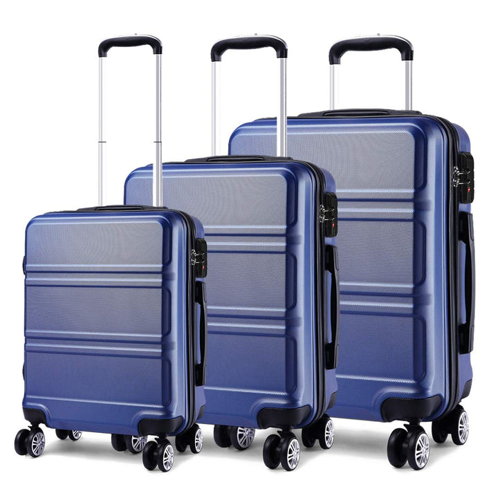 KONO Kofferset ABS Hartschalen Hardcase Trolley TSA-Schloss Reisekoffer Dunkelblau, Dunkelblau